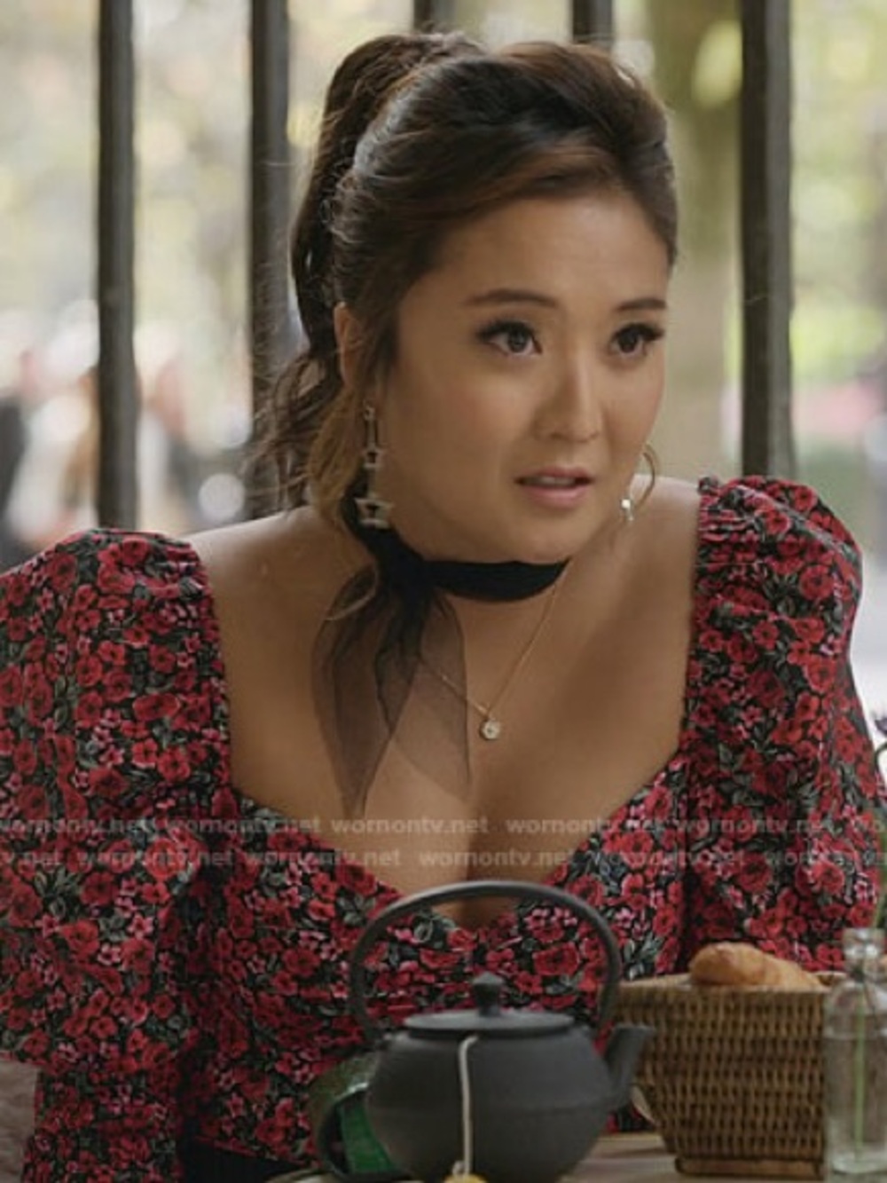 Zara Puff Sleeve Floral Crop Top – Romantic Rose Print — Emily in Paris episode